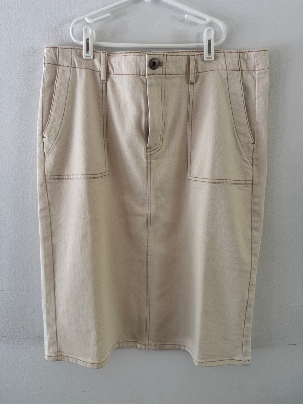 J. Jill Denim Cream Natural Denim Label Skirt Sz 12
